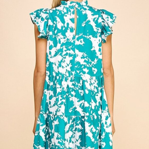 Midi Dress- Jade Green/White - Picture 3 of 3